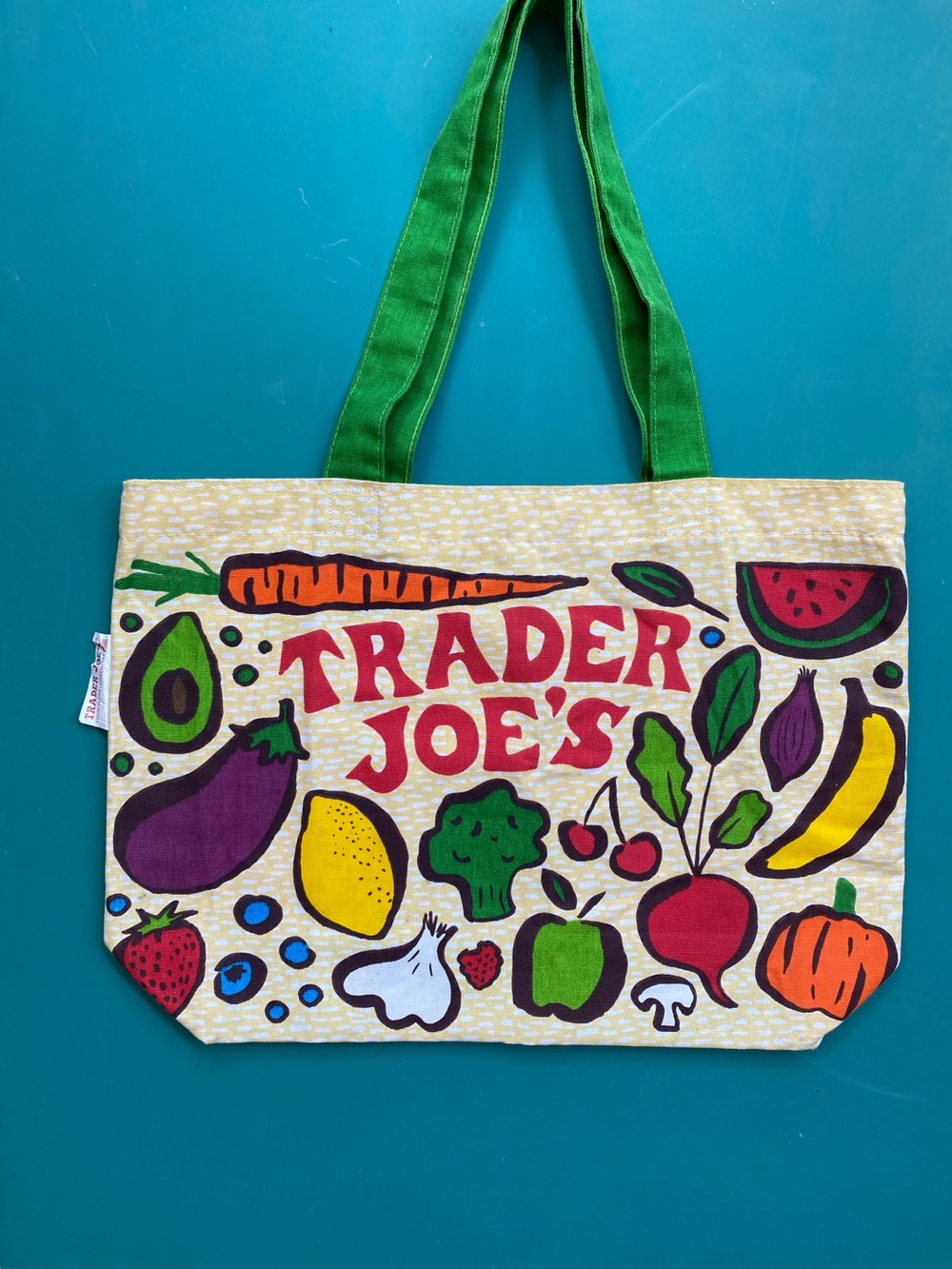 NWOT Vintage Trader Joe's Fruit & Veggies Canvas Cloth Tote Bag.
Market Tote. - Picture 8 of 8